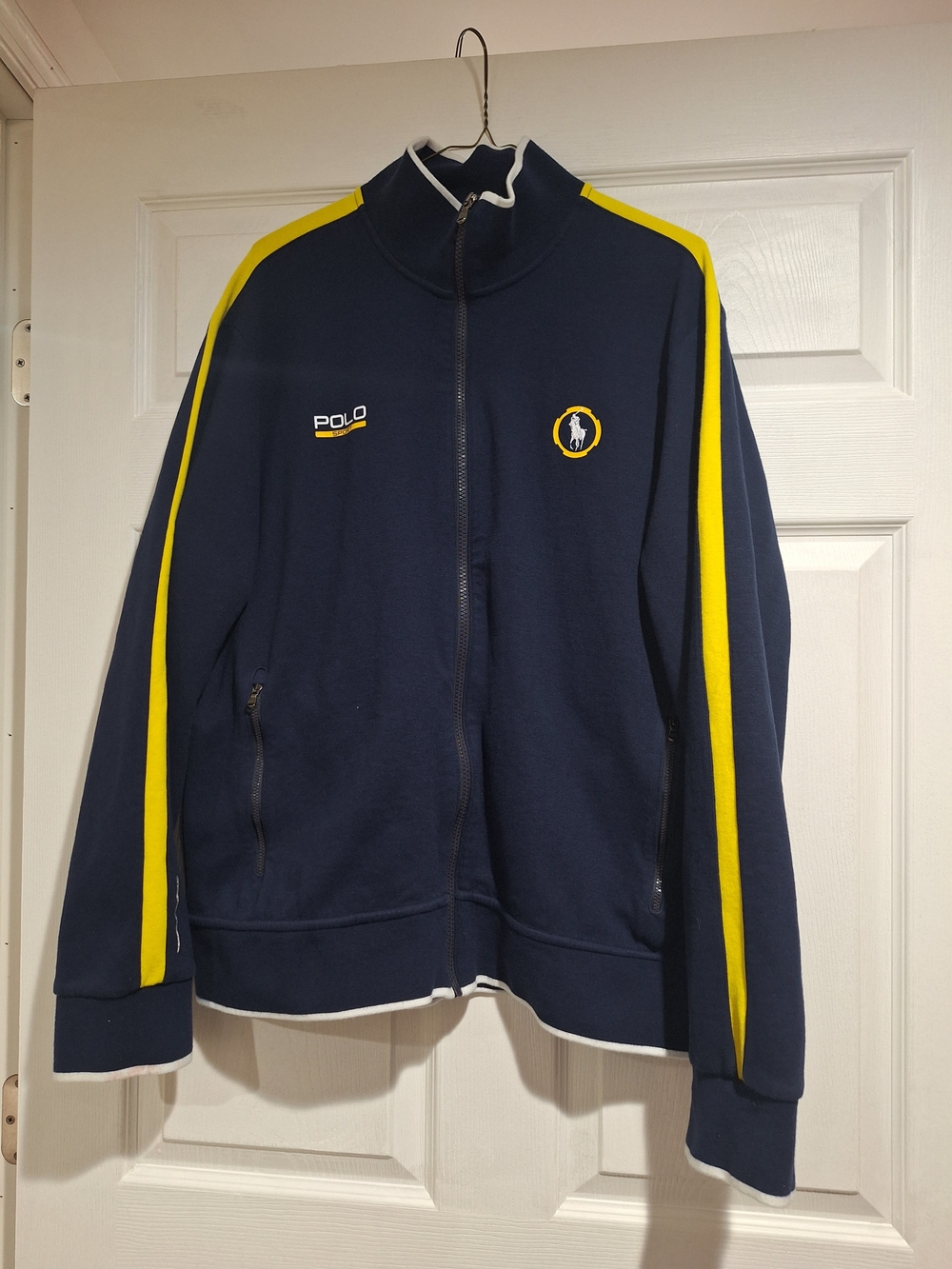 Ralph Lauren Polo Navy Track Jacket with Yellow Stripes